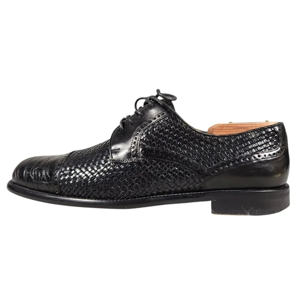 Mezlan Marina D-91M Genuine Crocodile Woven Leather Cap Toe Oxfords Men's 9.5 M